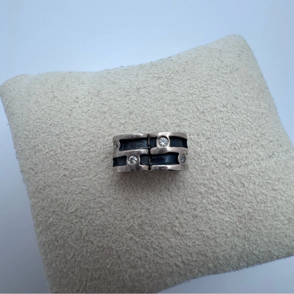 Pandora Retired Sparkling Abstract CZ Clip Charm 790291CZ Sterling Silver